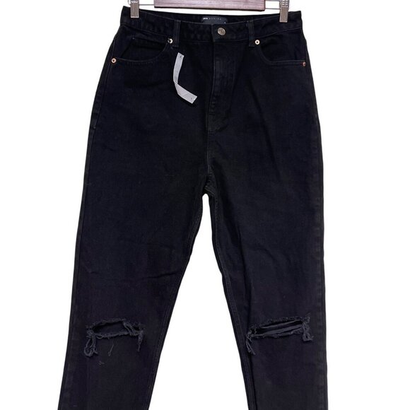 NEW! ASOS Design Women's Mom Black Denim Distressed High Rise Jeans Size 30 - Picture 4 of 10